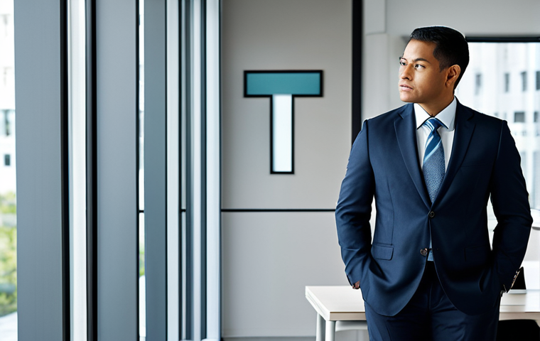 A thoughtful, diverse professional, fully clothed in modest business attire, stands in a modern, clean office. Behind them, a subtle abstract graphic suggests a 'T' shape, representing deep expertise and broad knowledge. The lighting is soft and reflective, highlighting a moment of deep introspection and strategic thinking. This is a professional photograph, safe for work, appropriate content, perfect anatomy, well-formed hands, natural body proportions, natural pose, family-friendly.