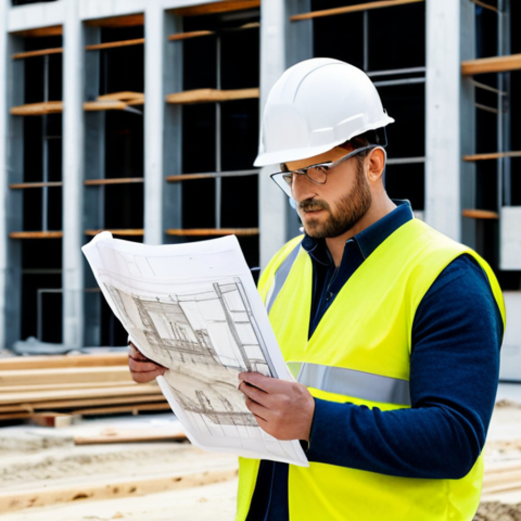**
A professional architect in a hard hat, fully clothed in a modest construction site outfit, reviewing blueprints on a modern building construction site, appropriate attire, safe for work, perfect anatomy, correct proportions, professional photography, high quality, family-friendly.
**
